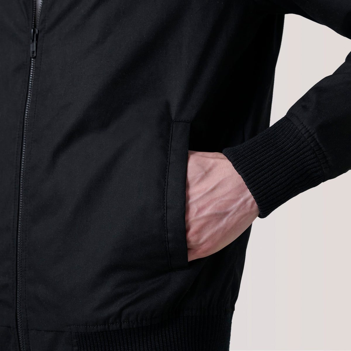 Morrison Black Canvas Bomber Jacket - men's jacket in black canvas fabric, view 6