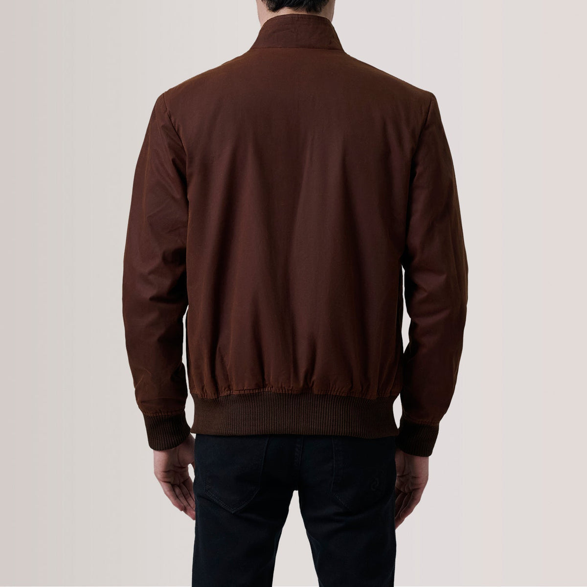 Morrison Brown Canvas Bomber Jacket - men's jacket in brown premium leather, view 4