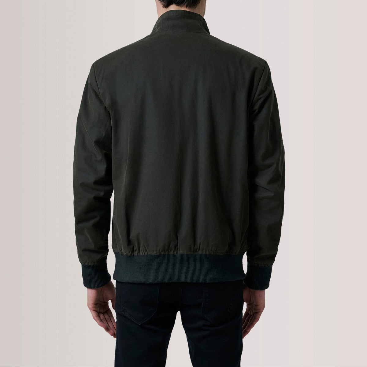 Morrison Olive Canvas Bomber Jacket - men's jacket in olive premium leather, view 4