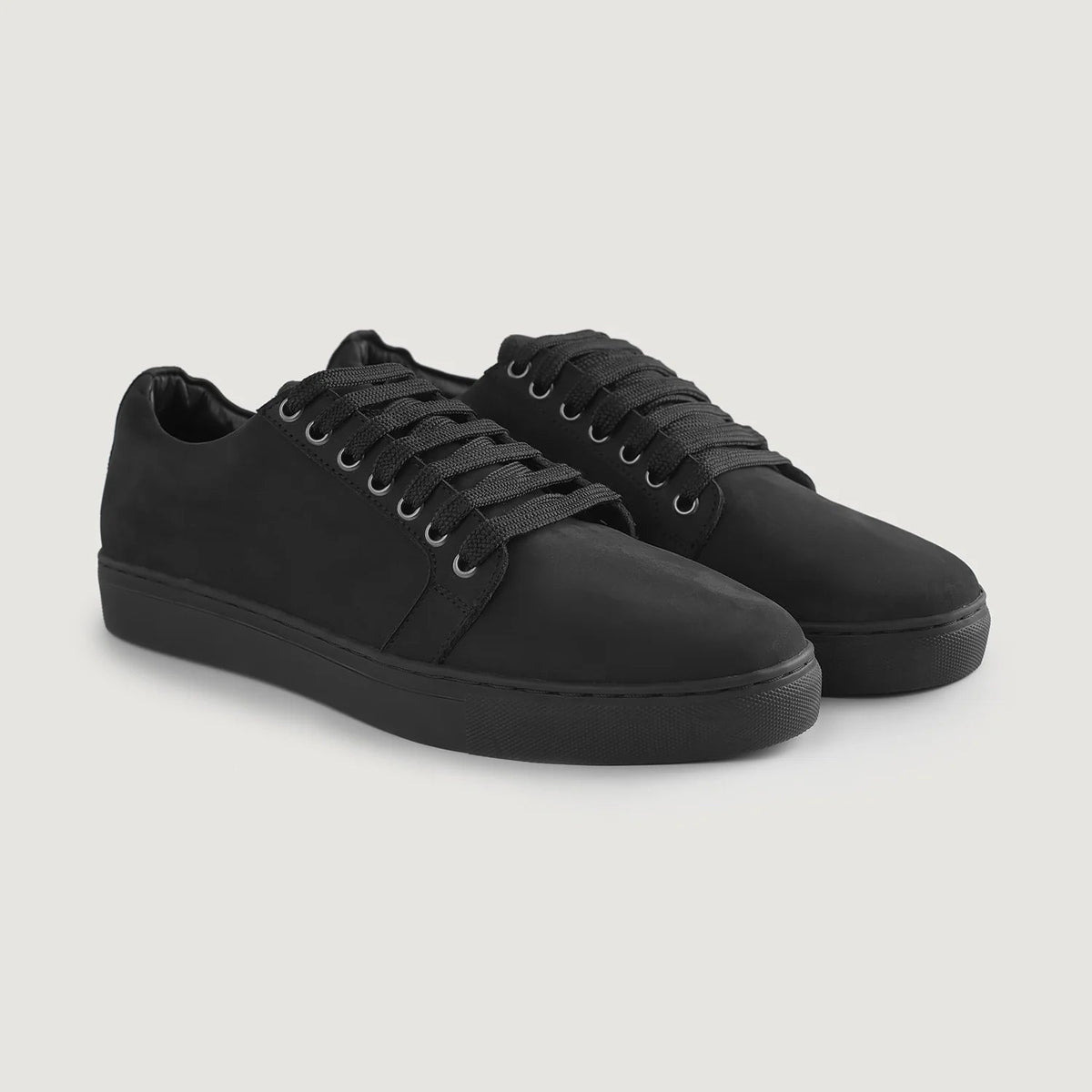 Murphy Low Top Black Nubuck Sneakers - men's sneakers in black nubuck leather, view 5