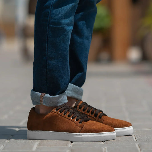 Murphy Low Top Brown Suede Sneakers - men's sneakers in brown suede leather, view 1