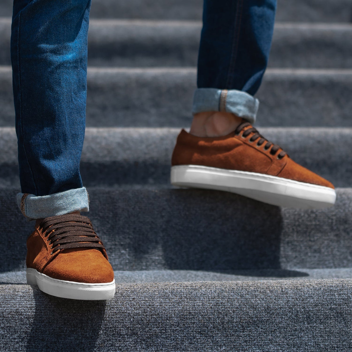 Murphy Low Top Brown Suede Sneakers - men's sneakers in brown suede leather, view 3