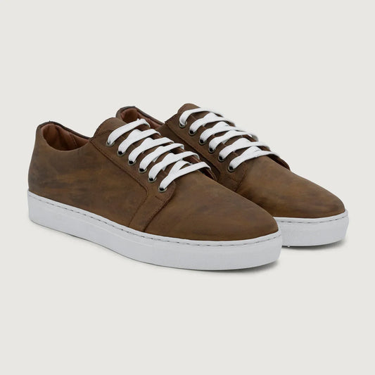 Murphy Low Top Burnt Copper Pullup Leather Sneakers - men's sneakers in burnt copper pull-up leather, view 1
