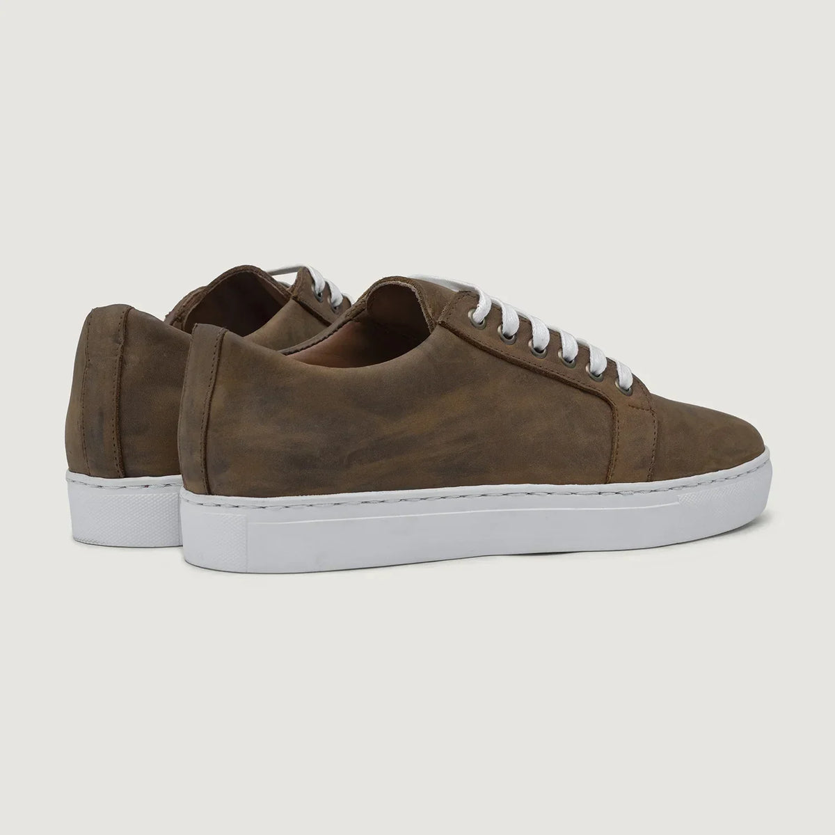 Murphy Low Top Burnt Copper Pullup Leather Sneakers - men's sneakers in burnt copper pull-up leather, view 2