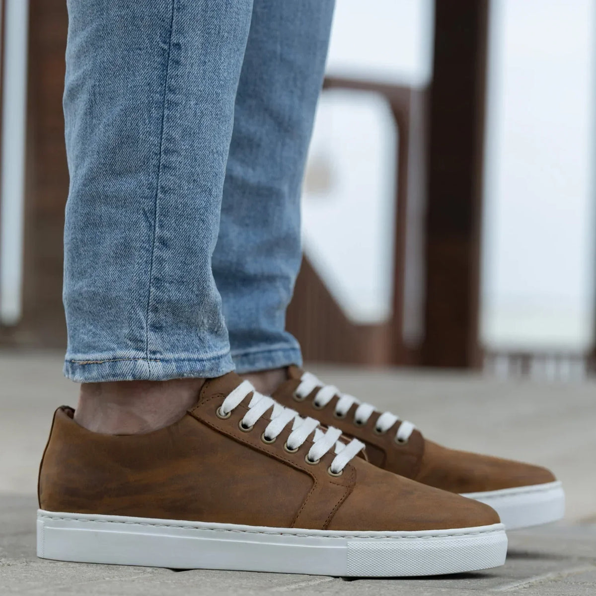 Murphy Low Top Burnt Copper Pullup Leather Sneakers - men's sneakers in burnt copper pull-up leather, view 7