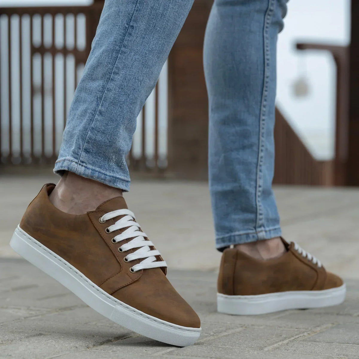 Murphy Low Top Burnt Copper Pullup Leather Sneakers - men's sneakers in burnt copper pull-up leather, view 8