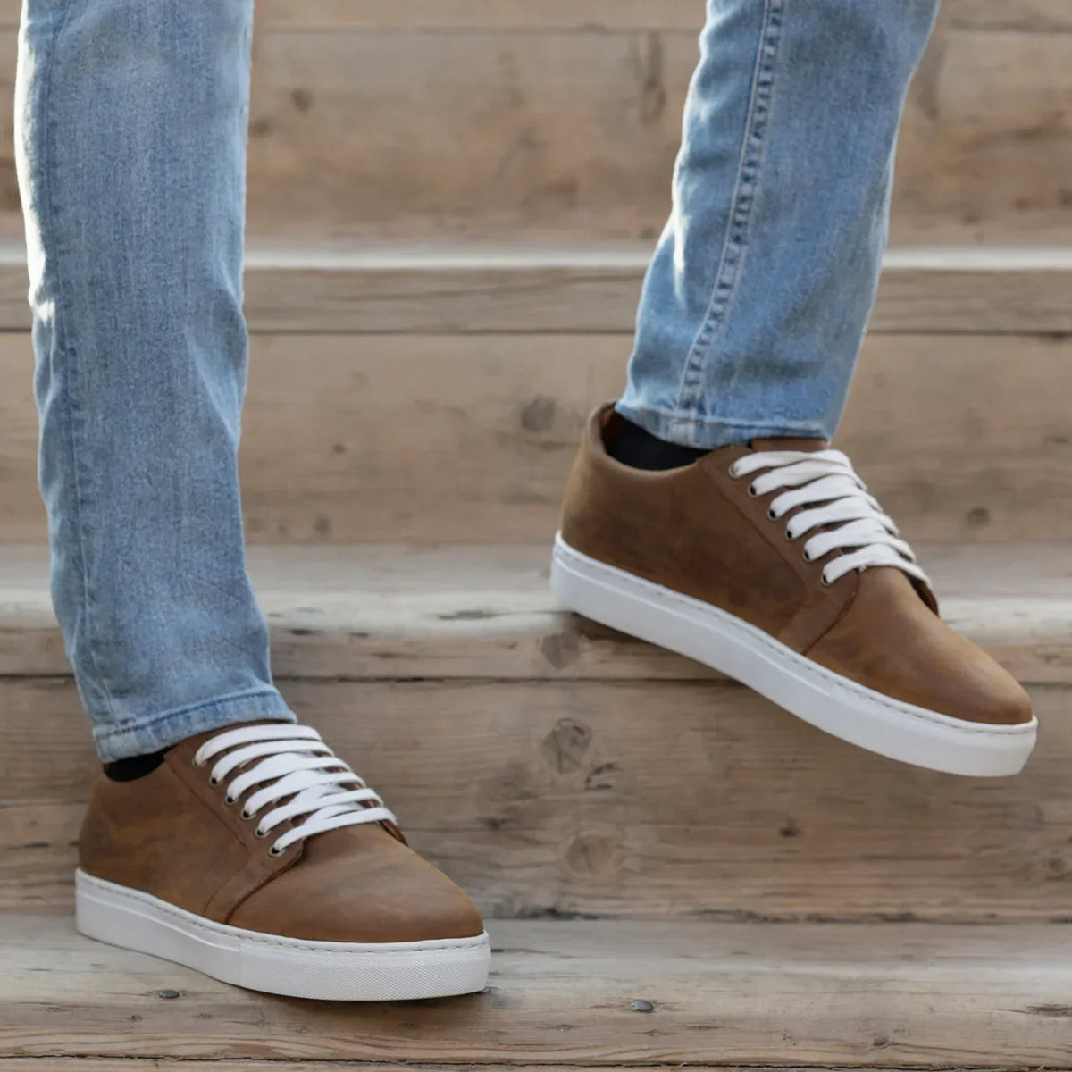 Murphy Low Top Burnt Copper Pullup Leather Sneakers - men's sneakers in burnt copper pull-up leather, view 9