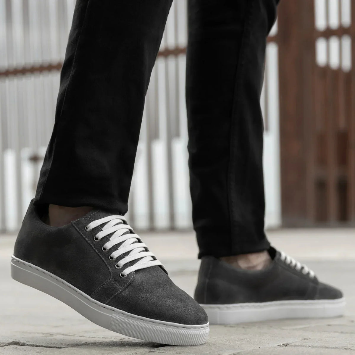 Murphy Low Top Grey Suede Leather Sneakers - men's sneakers in grey suede leather, view 10