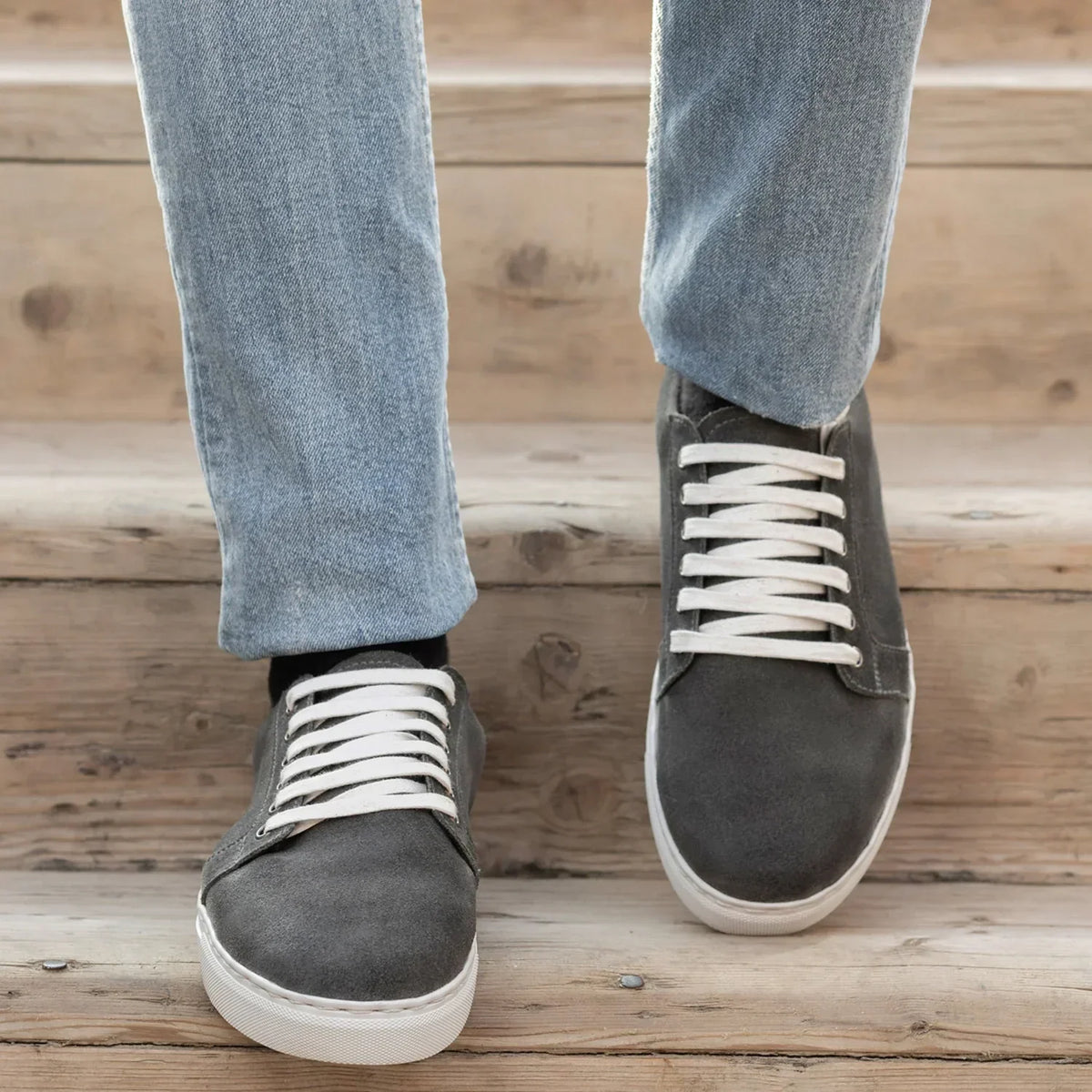 Murphy Low Top Grey Suede Leather Sneakers - men's sneakers in grey suede leather, view 5