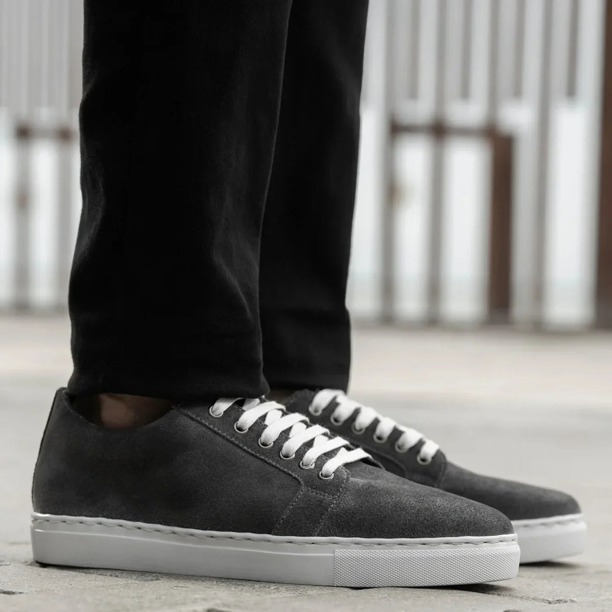 Murphy Low Top Grey Suede Leather Sneakers - men's sneakers in grey suede leather, view 8