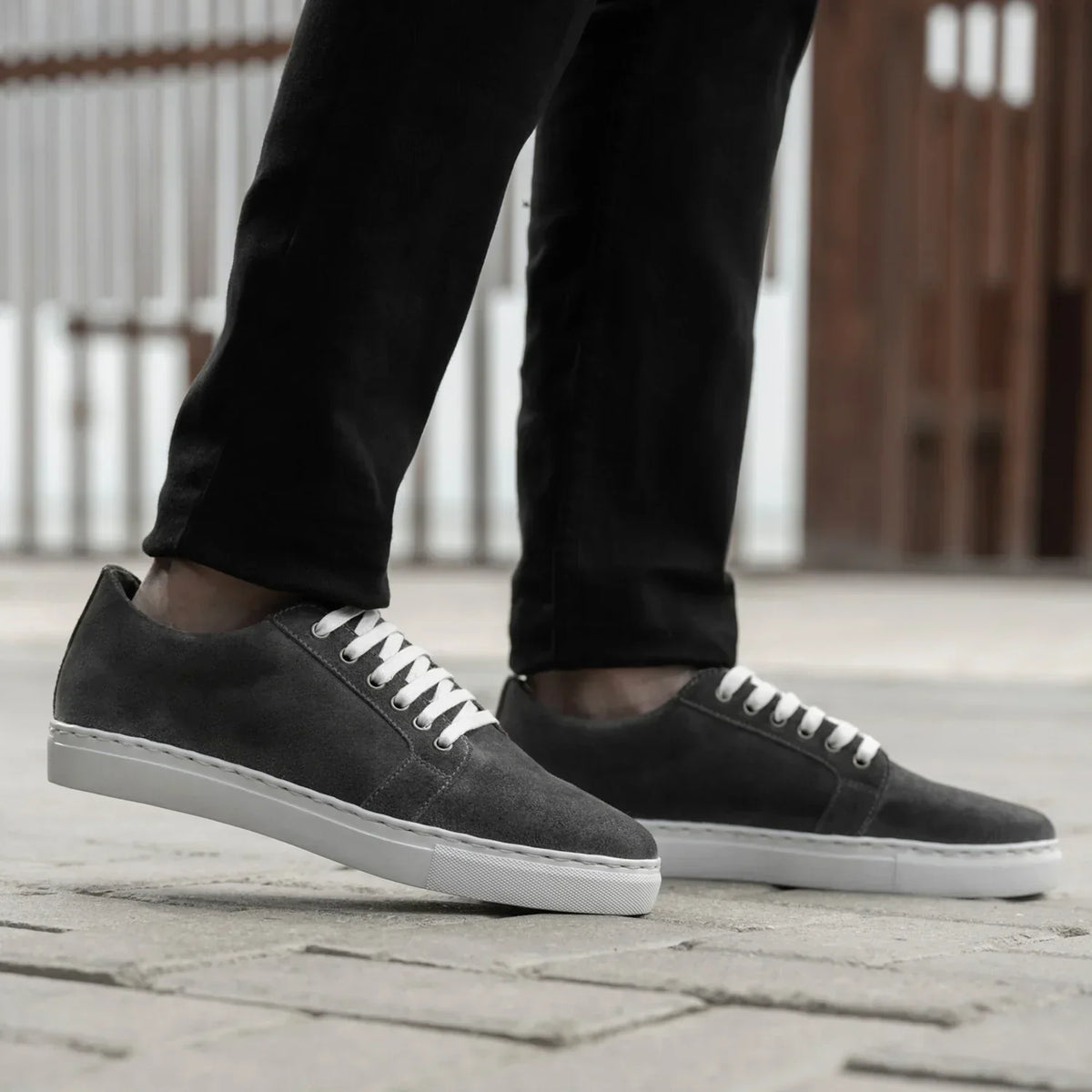 Murphy Low Top Grey Suede Leather Sneakers - men's sneakers in grey suede leather, view 9