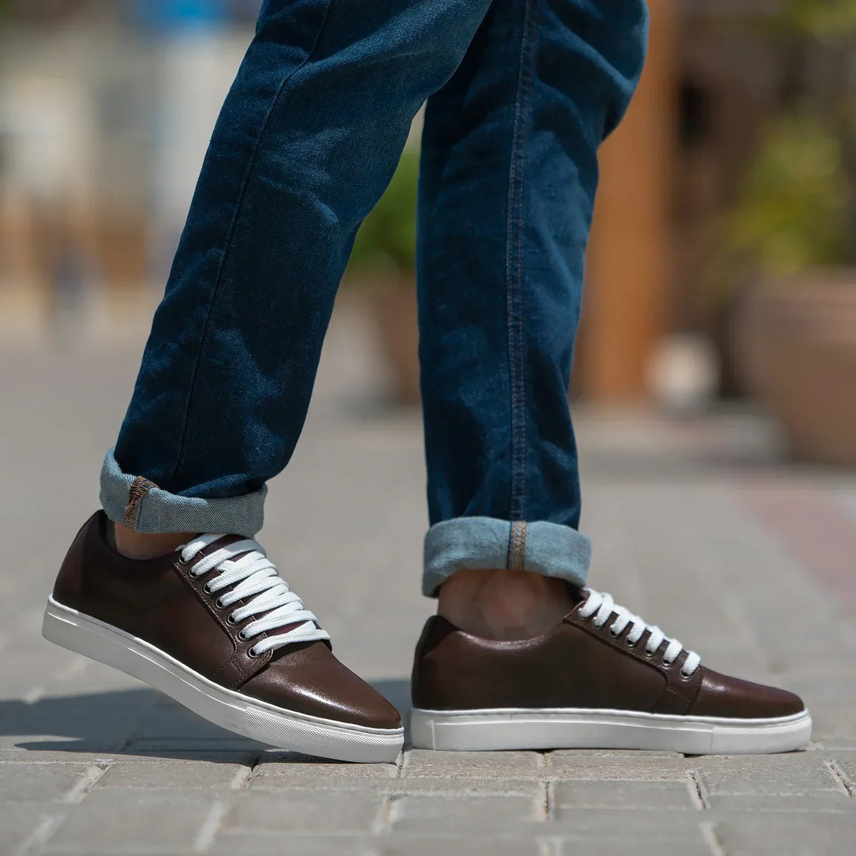 Murphy Low Top Maroon Leather Sneakers - men's sneakers in maroon cowhide leather, view 2