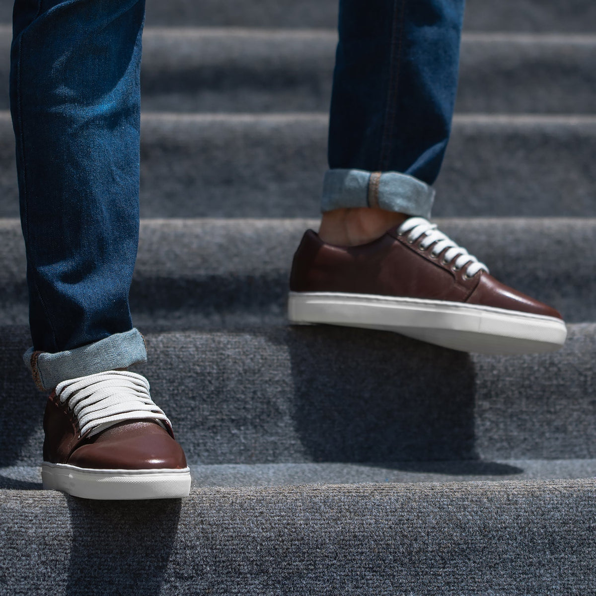 Murphy Low Top Maroon Leather Sneakers - men's sneakers in maroon cowhide leather, view 3
