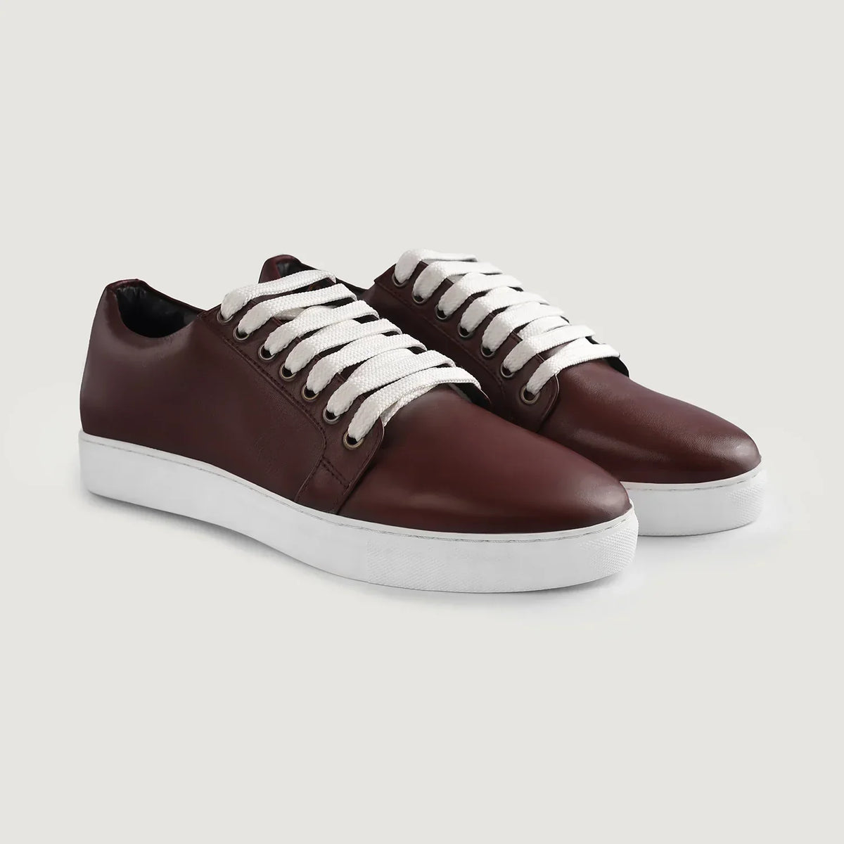 Murphy Low Top Maroon Leather Sneakers - men's sneakers in maroon cowhide leather, view 5