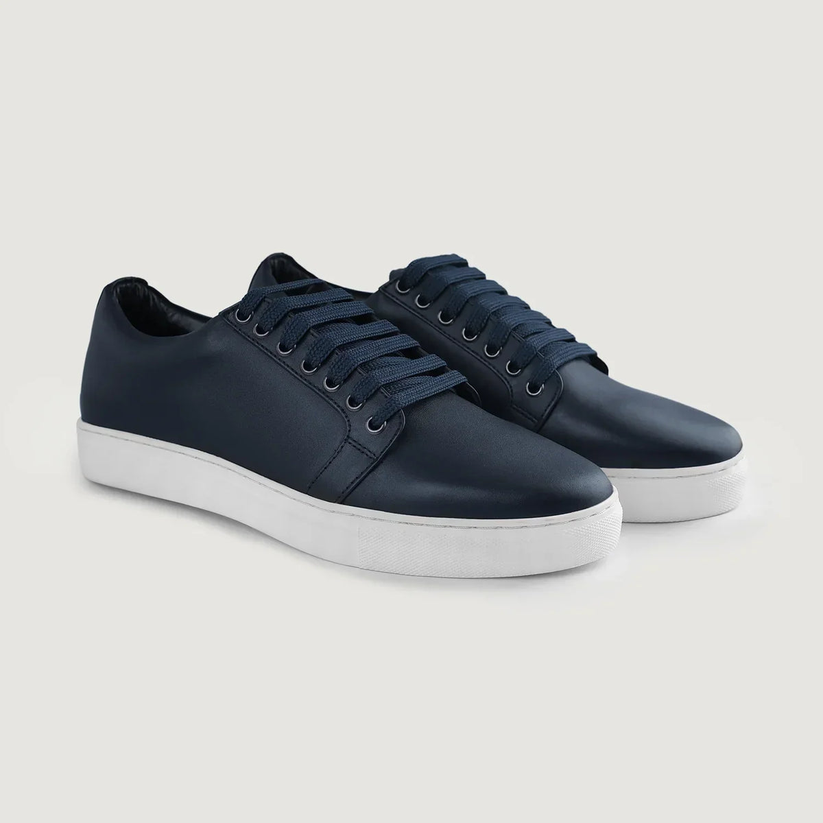 Murphy Low Top Midnight Blue Leather Sneakers - men's sneakers in midnight blue cowhide leather, view 5