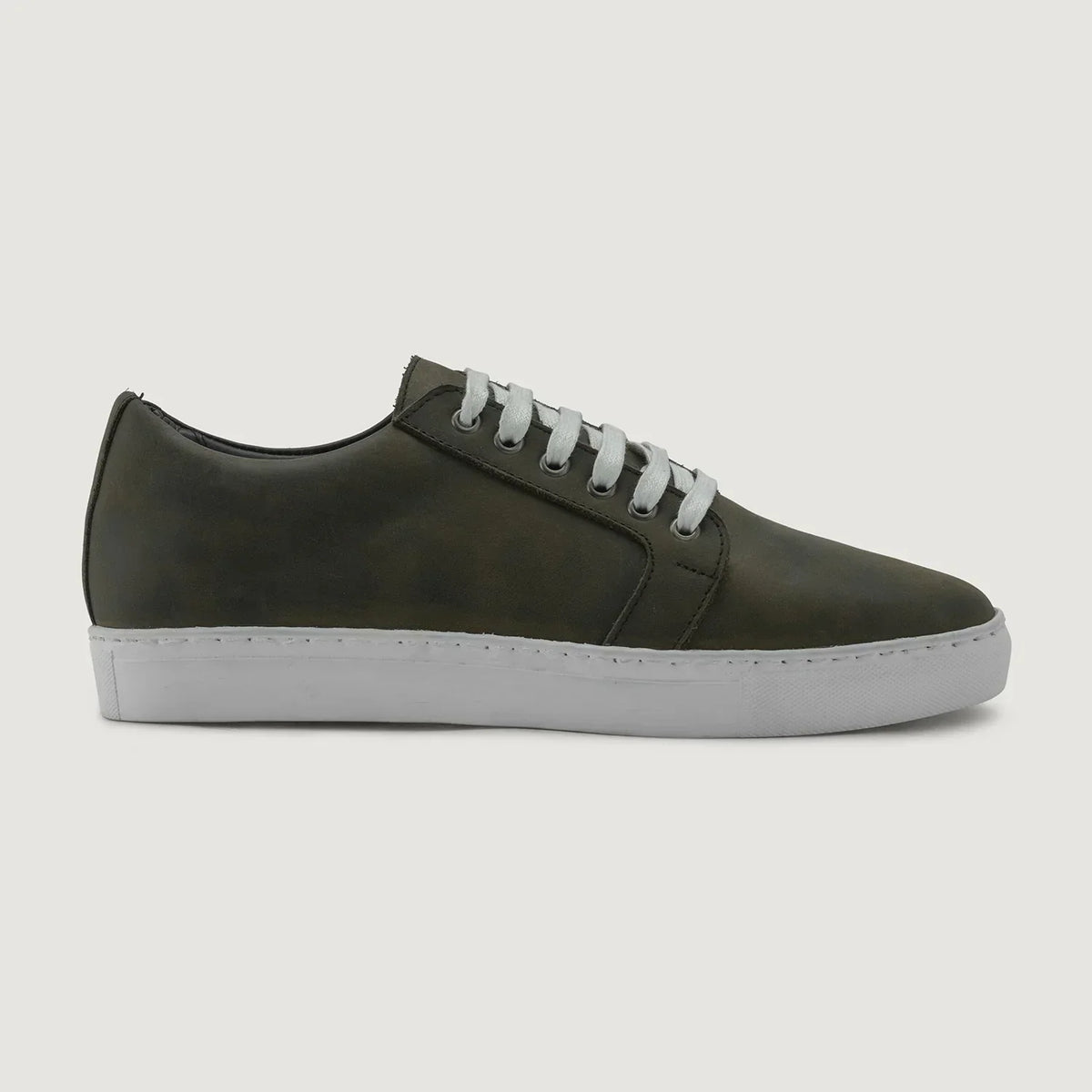 Murphy Low Top Olive Pullup Leather Sneakers - men's sneakers in olive green pull-up leather, view 2