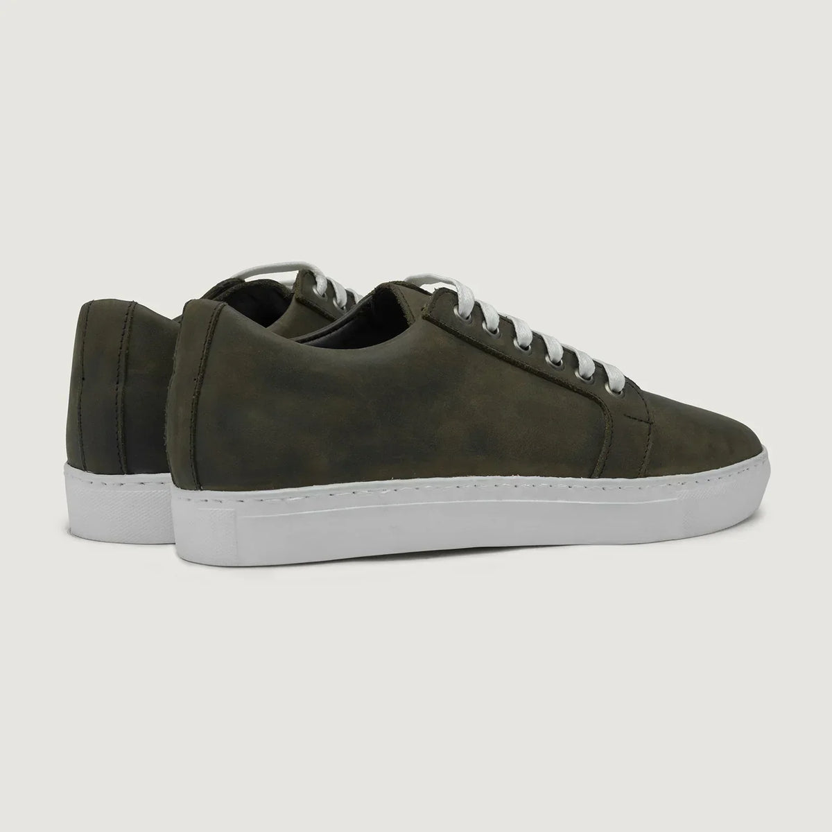 Murphy Low Top Olive Pullup Leather Sneakers - men's sneakers in olive green pull-up leather, view 3