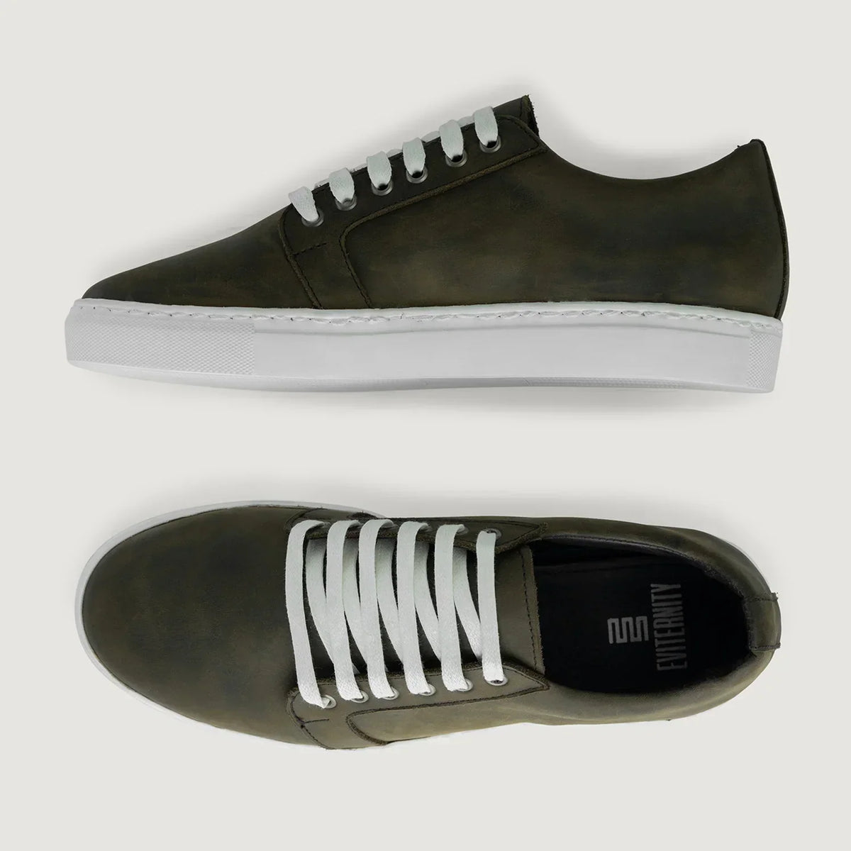 Murphy Low Top Olive Pullup Leather Sneakers - men's sneakers in olive green pull-up leather, view 4