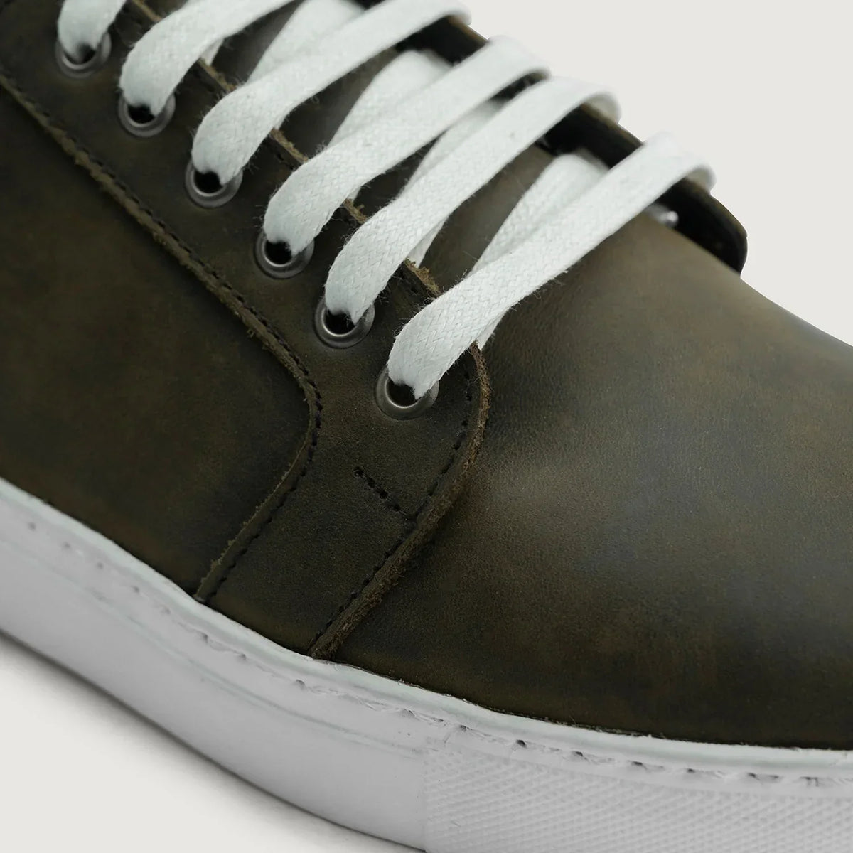 Murphy Low Top Olive Pullup Leather Sneakers - men's sneakers in olive green pull-up leather, view 5