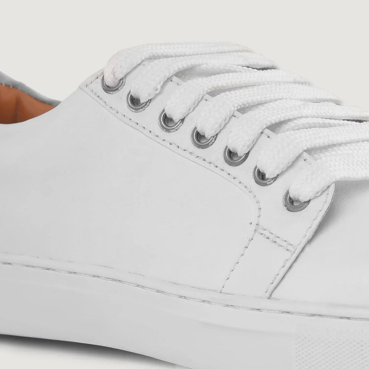 Murphy Low Top White Leather Sneakers - men's sneakers in white cowhide leather, view 8