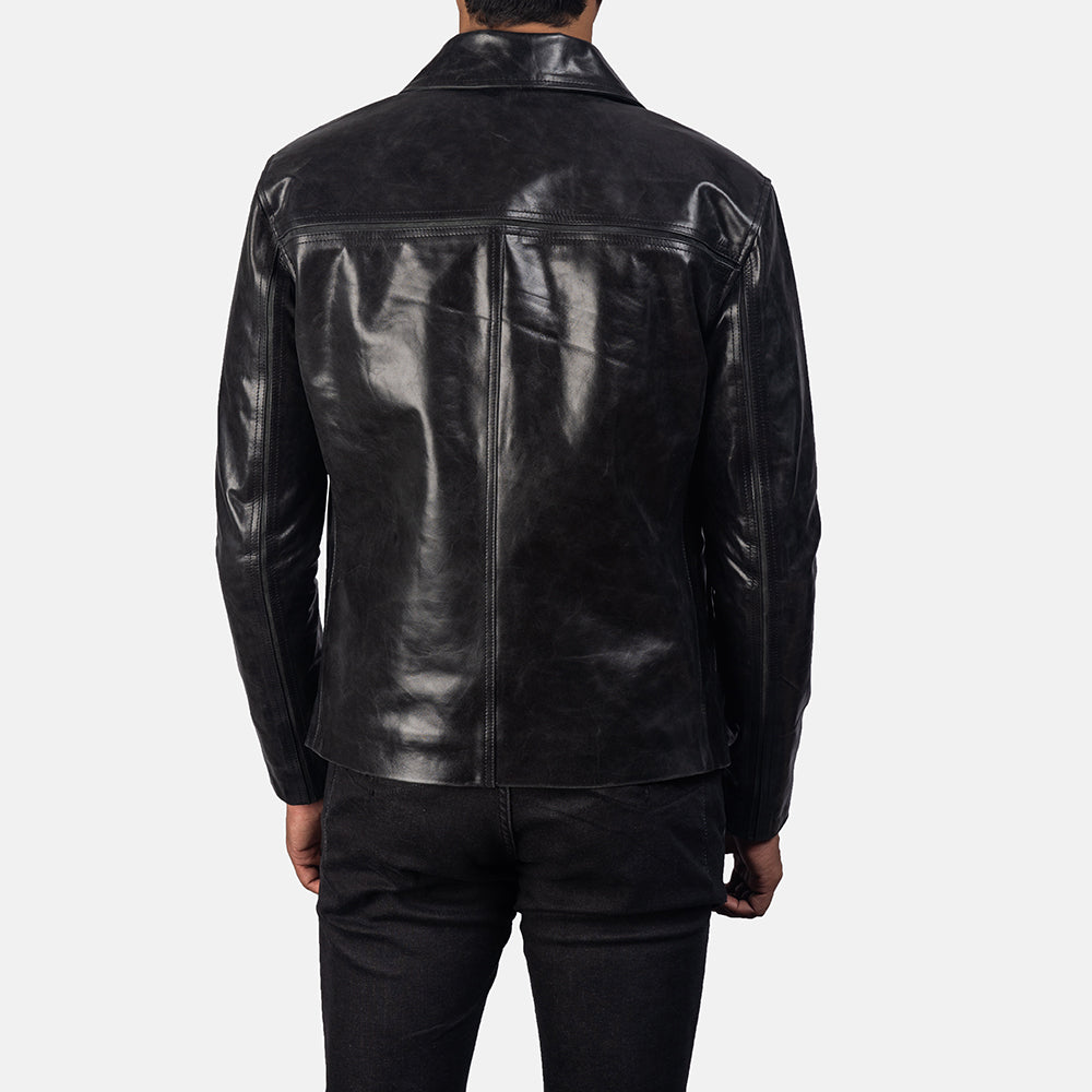 Mystical Black Leather Jacket - men's jacket in black cowhide leather, view 5