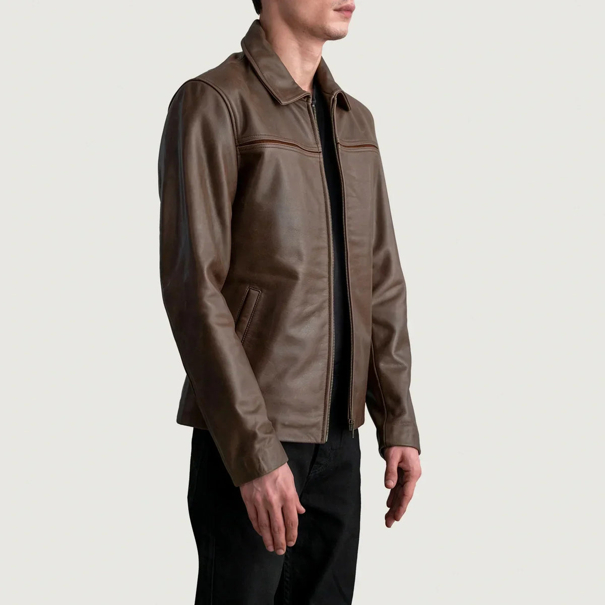 Mystical Pullup Brown Leather Jacket - men's jacket in brown premium leather, view 2