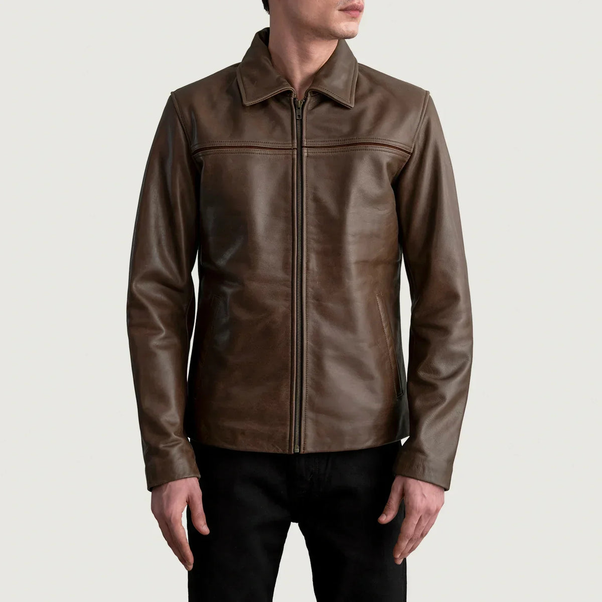 Mystical Pullup Brown Leather Jacket - men's jacket in brown premium leather, view 3