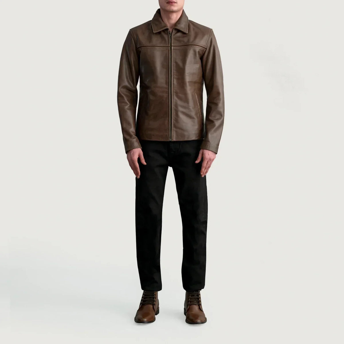 Mystical Pullup Brown Leather Jacket - men's jacket in brown premium leather, view 4