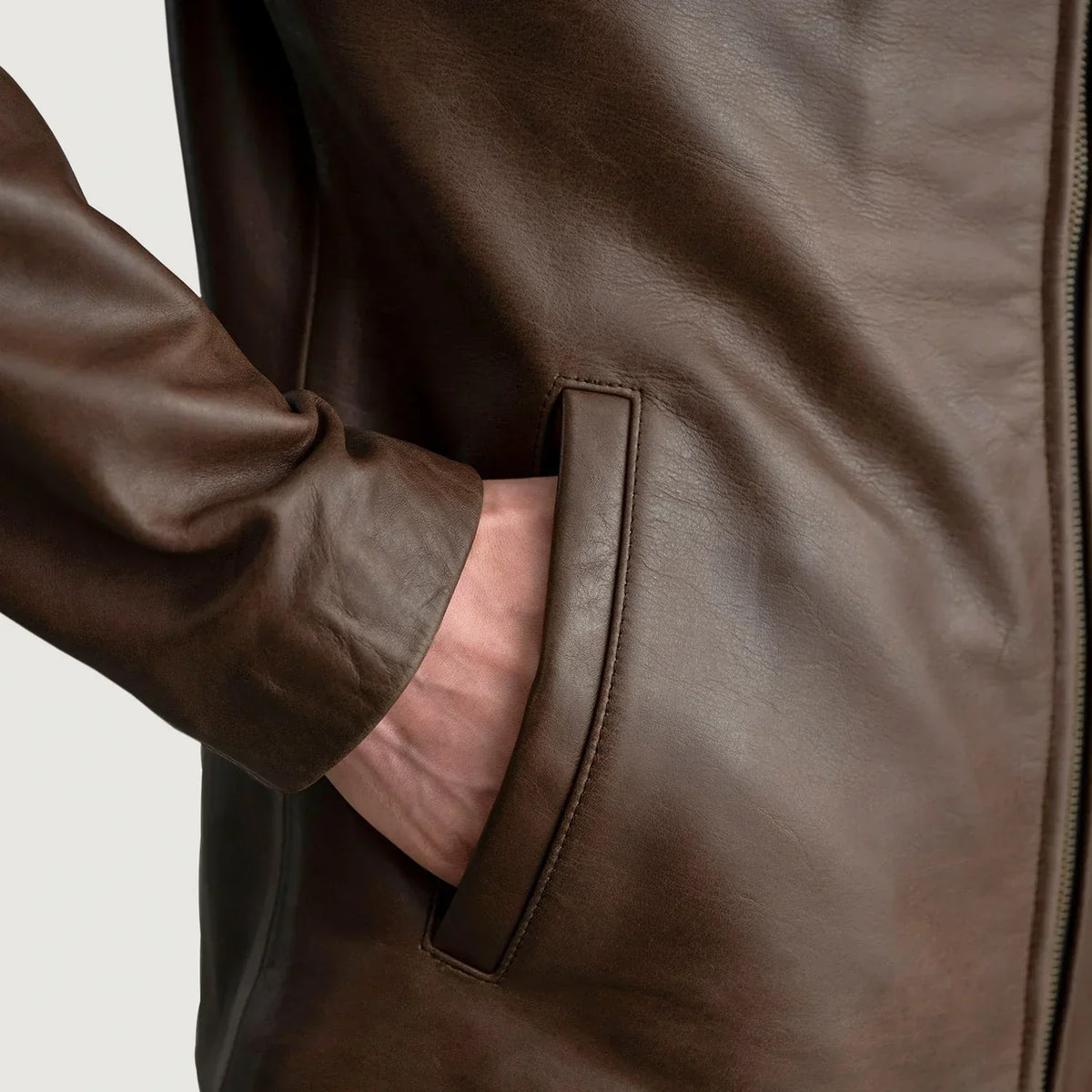 Mystical Pullup Brown Leather Jacket - men's jacket in brown premium leather, view 5