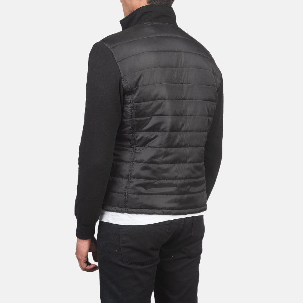 Nashville Quilted Black Windbreaker Jacket - men's jacket in black nylon-polyester fabric, view 5