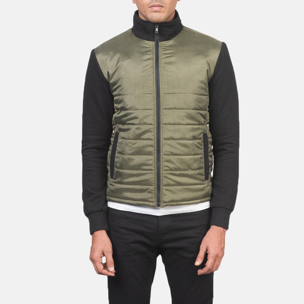 Nashville Quilted Green Windbreaker Jacket - men's jacket in green nylon-polyester fabric, view 4
