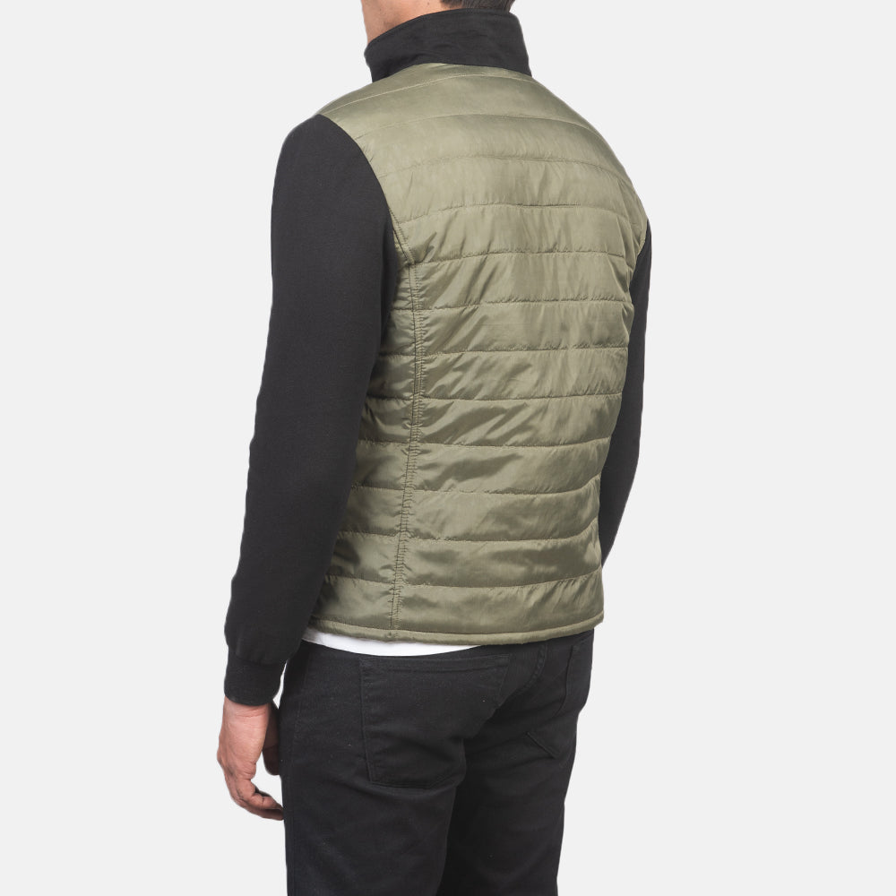 Nashville Quilted Green Windbreaker Jacket - men's jacket in green nylon-polyester fabric, view 5