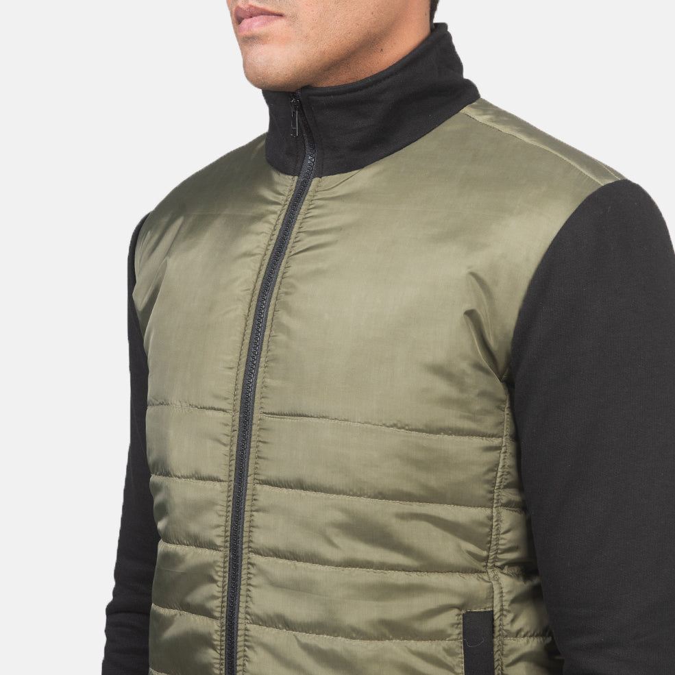 Nashville Quilted Green Windbreaker Jacket - men's jacket in green nylon-polyester fabric, view 6