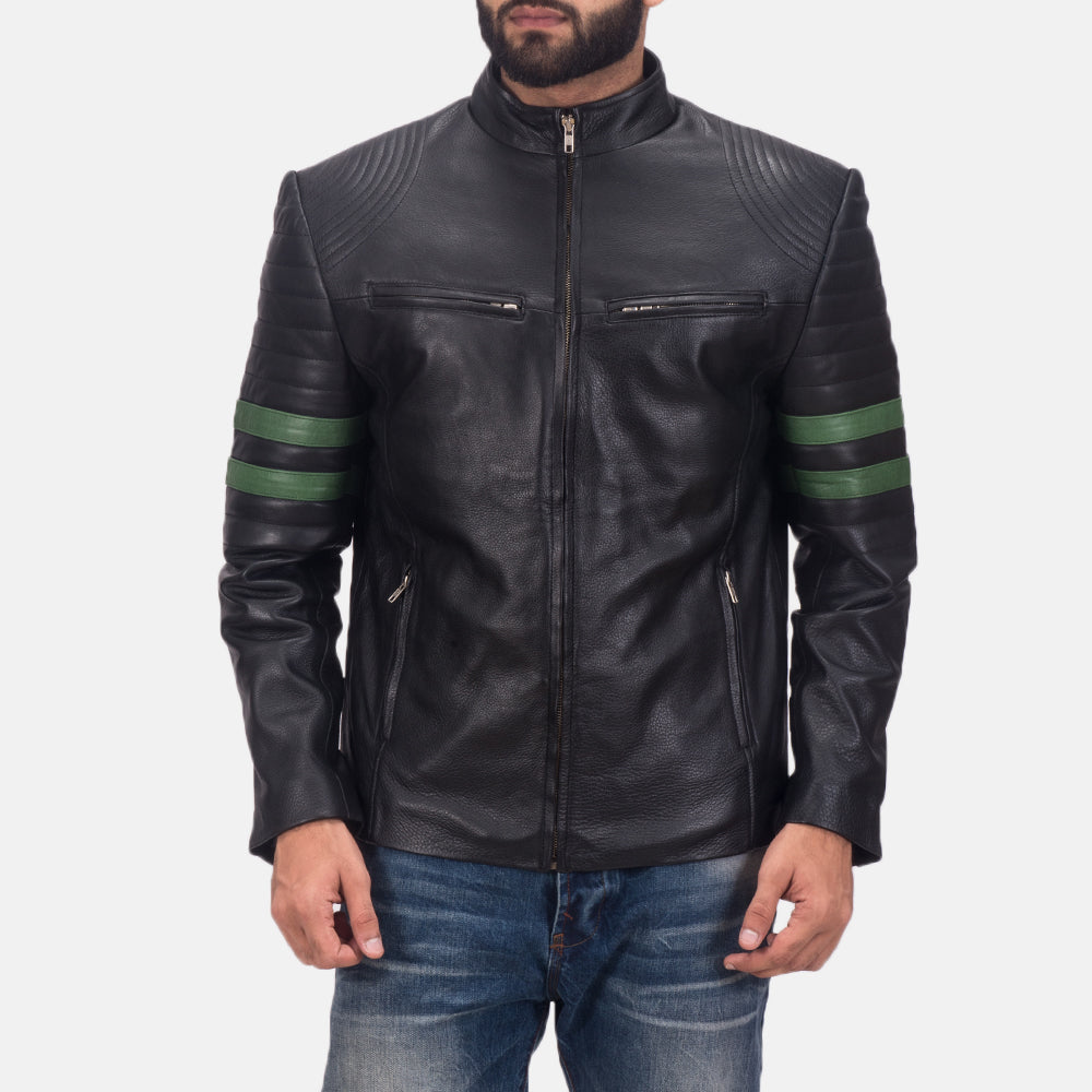 Night Trooper Leather Jacket - men's jacket in classic cowhide leather, view 1