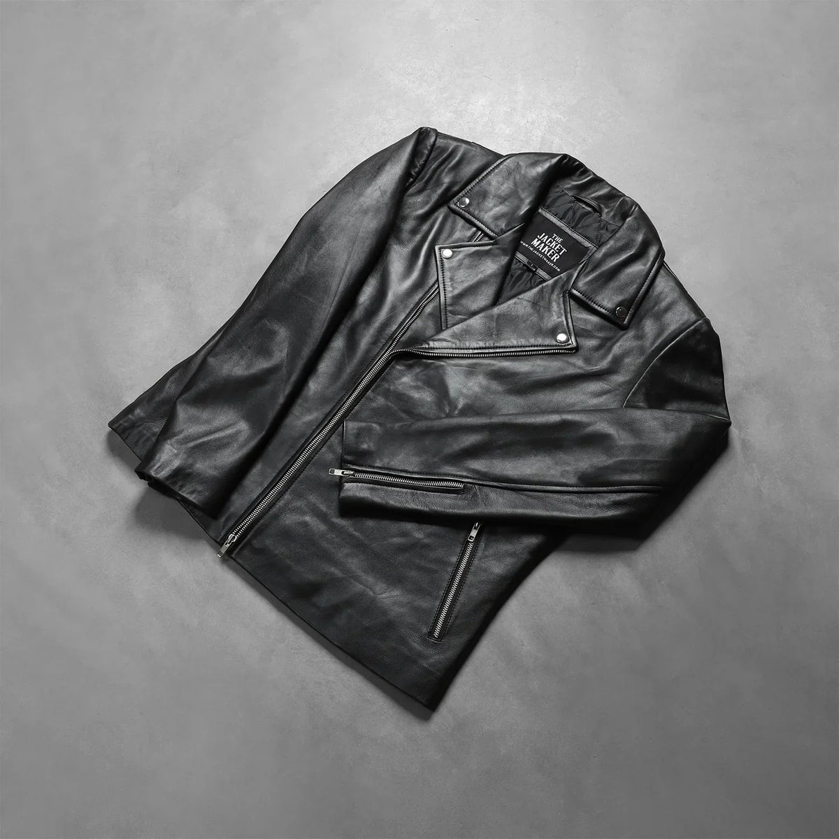Noah Black Leather Biker Jacket - men's jacket in black sheepskin leather, view 7