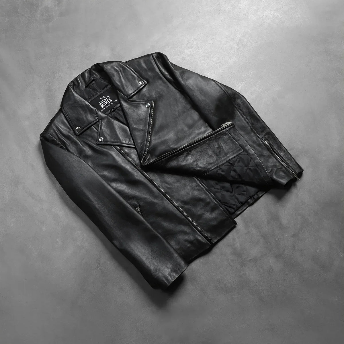 Noah Black Leather Biker Jacket - men's jacket in black sheepskin leather, view 8