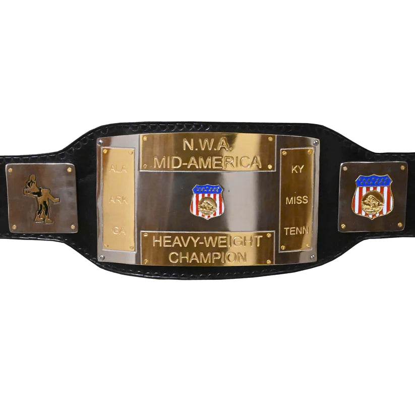NWA Mid America Heavyweight Champion Dual Plated Inspired Title Belt - photo 1 of 3 | Brex International
