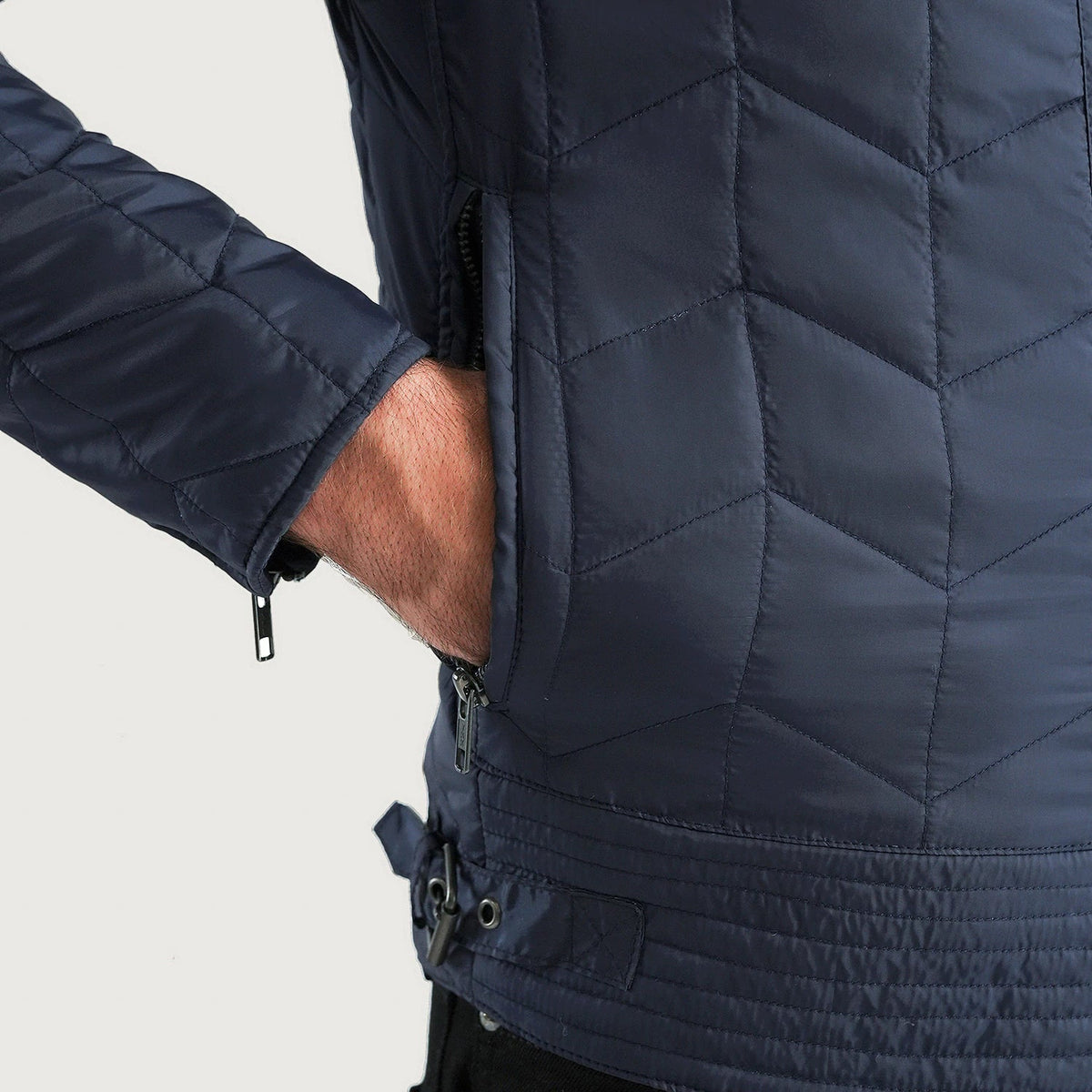 Nyle Quilted Windbreaker Jacket - men's jacket in blue nylon-polyester fabric, view 5