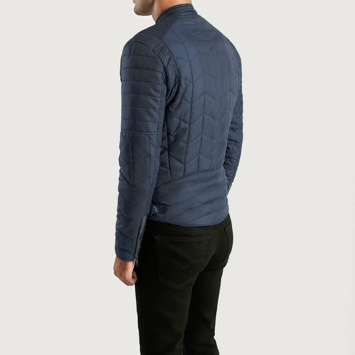 Nyle Quilted Windbreaker Jacket - men's jacket in blue nylon-polyester fabric, view 6