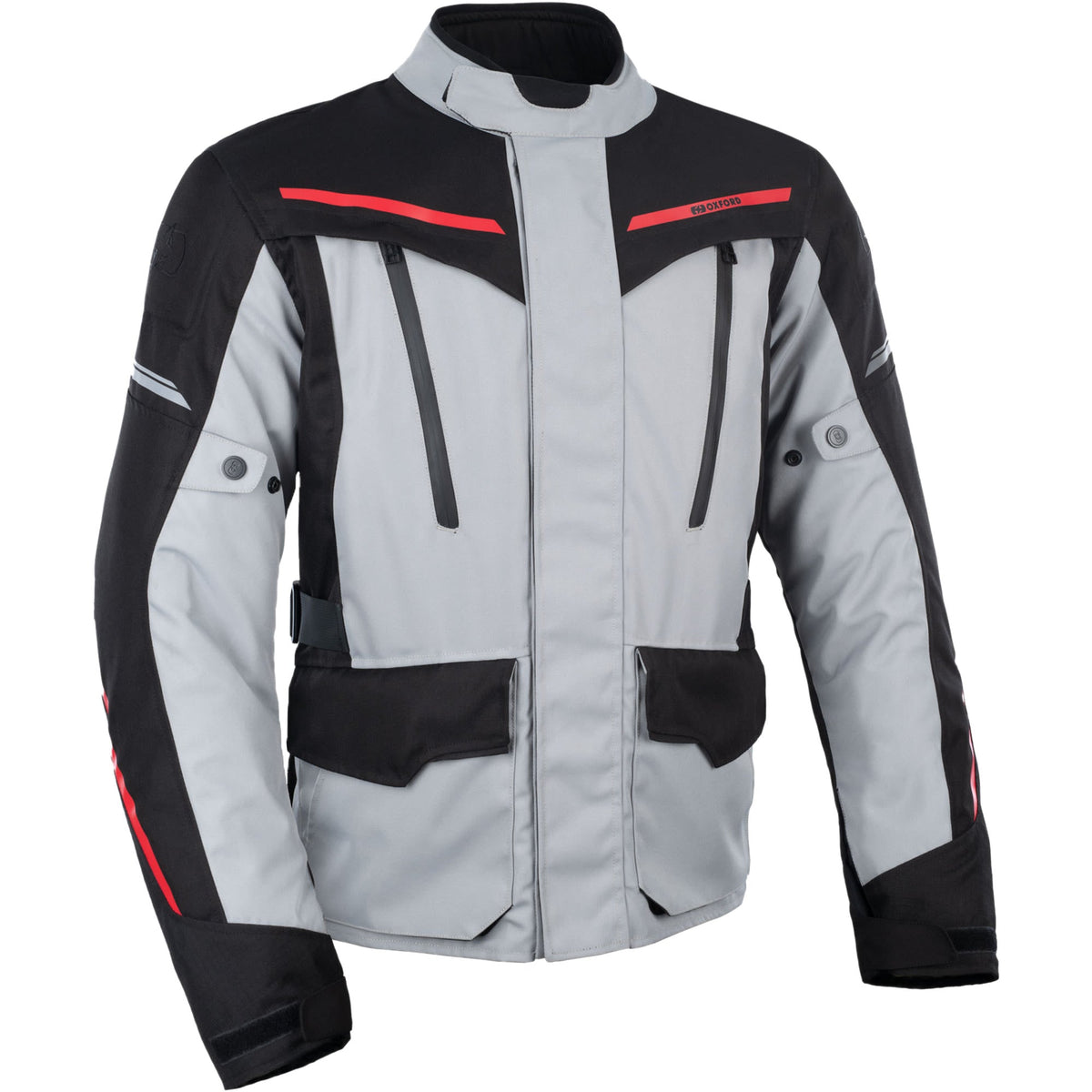 Oxford Metro 2.0 Textile Jacket - Grey / Black / Red - Oxford motorcycle jacket, view 1