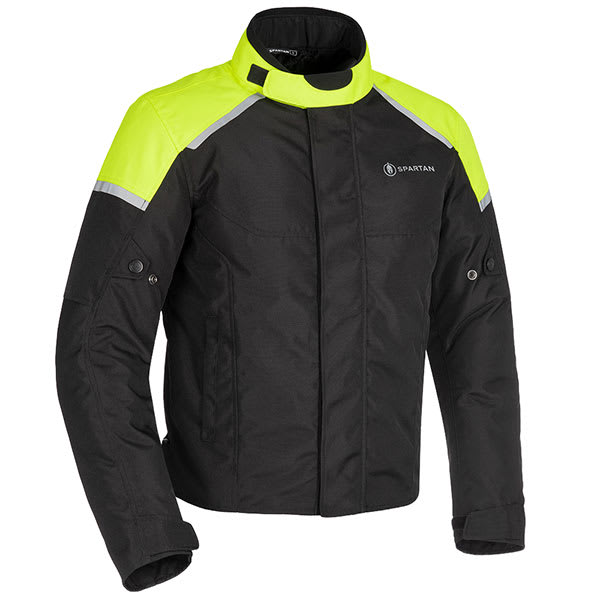 Oxford Spartan Waterproof Short Textile Jacket - Black / Fluo - Oxford Spartan motorcycle jacket, view 1