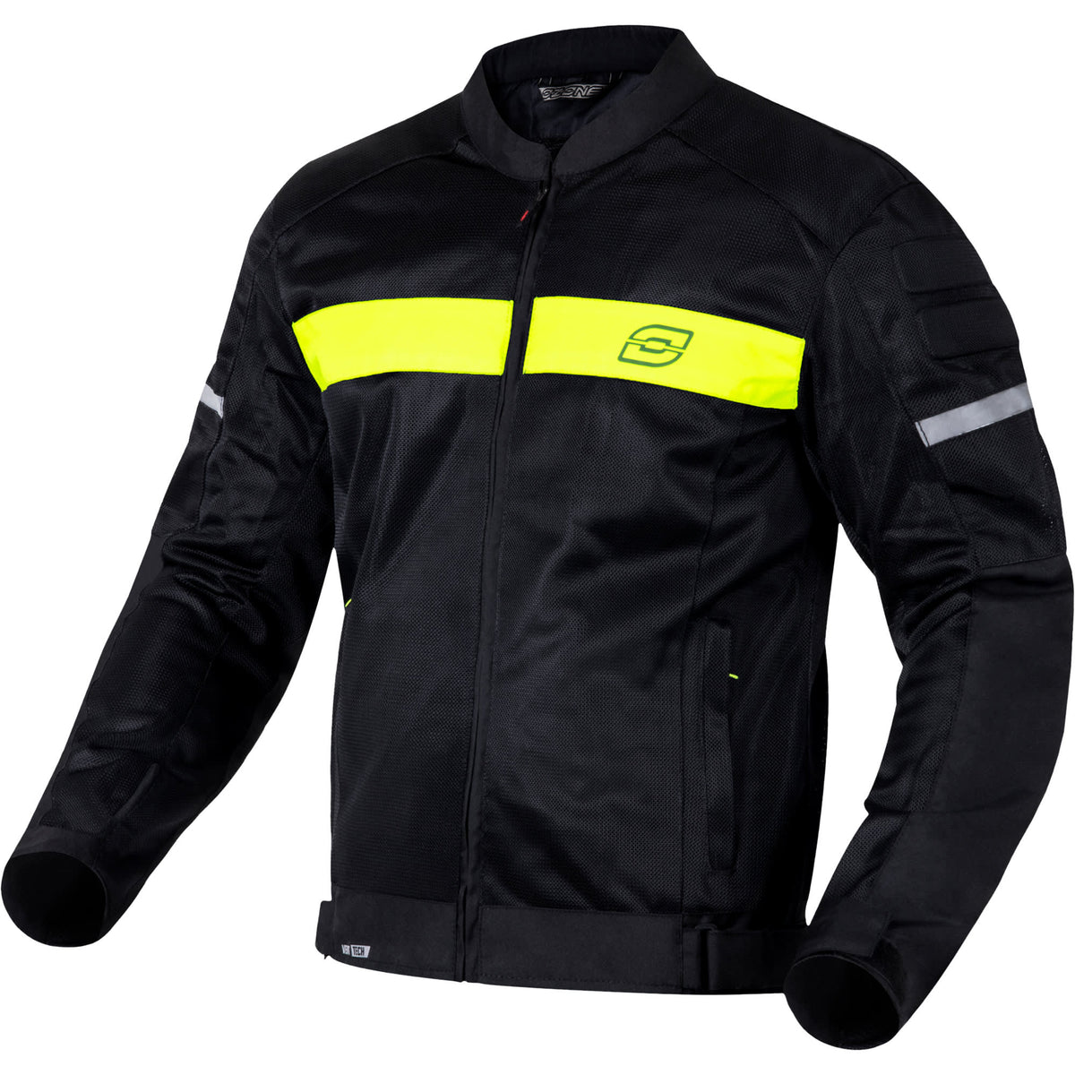 Ozone Street Dart Textile Jacket - Black / Fluo Yellow - Ozone motorcycle jacket, view 1