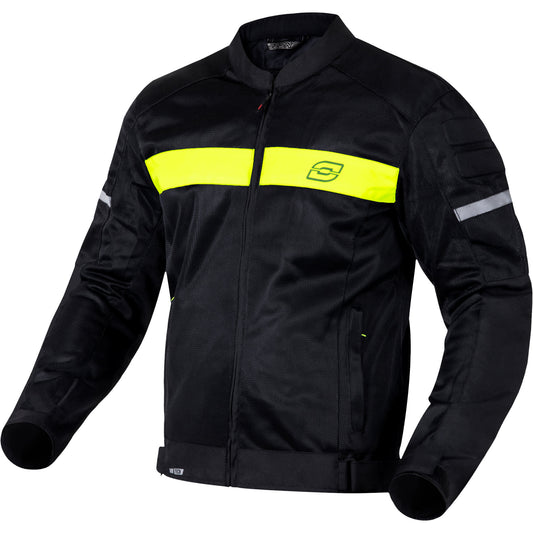 Ozone Street Dart Textile Jacket - Black / Fluo Yellow - Ozone motorcycle jacket, view 1