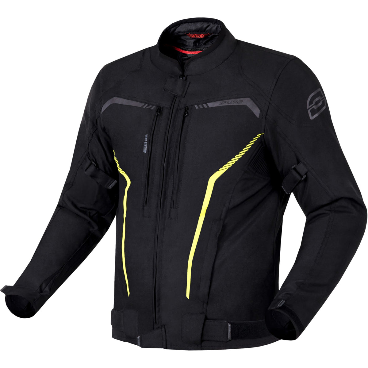 Ozone Street Delta IV Waterproof Textile Jacket - Black / Fluo Yellow - Ozone motorcycle jacket, view 1
