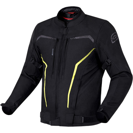 Ozone Street Delta IV Waterproof Textile Jacket - Black / Fluo Yellow - Ozone motorcycle jacket, view 1