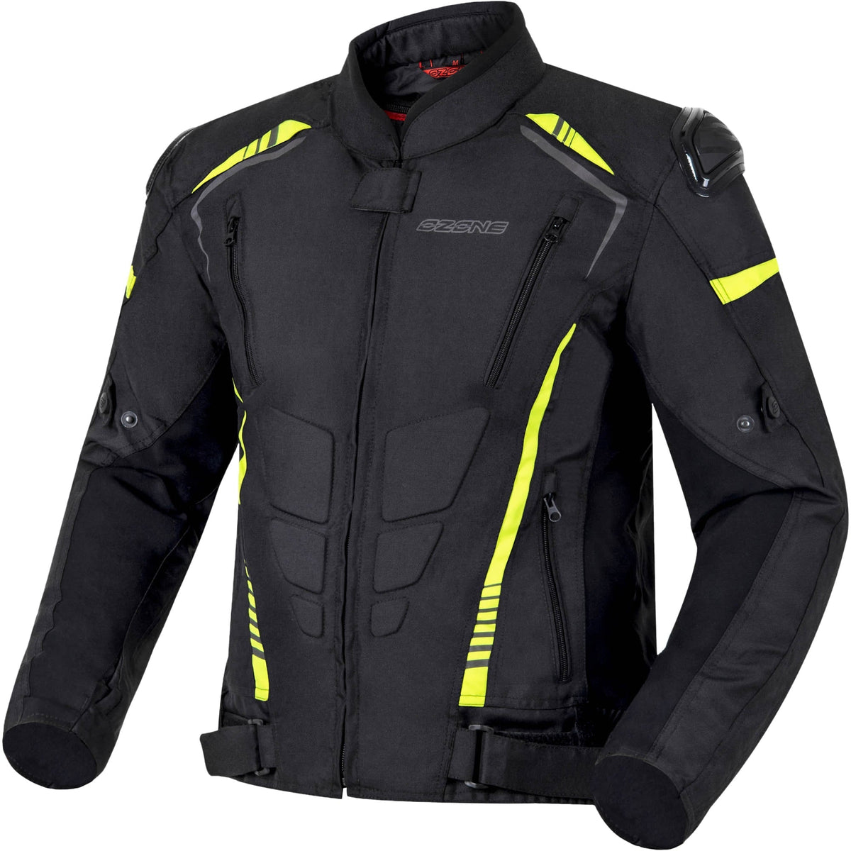 Ozone Street Pulse Textile Jacket - Black / Fluo Yellow - Ozone motorcycle jacket, view 1