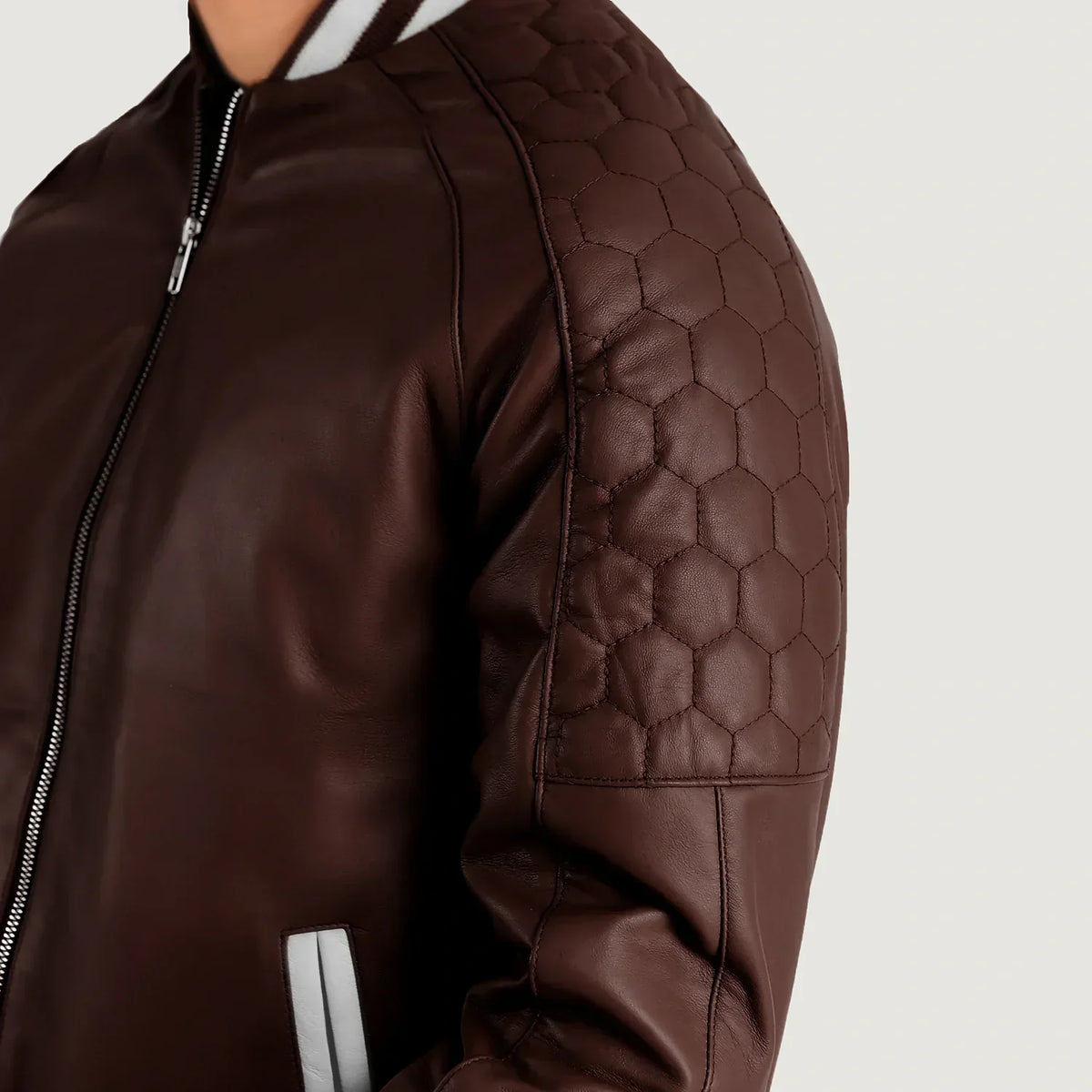 Pascal Maroon Leather Varsity Jacket - men's jacket in maroon sheepskin leather, view 6