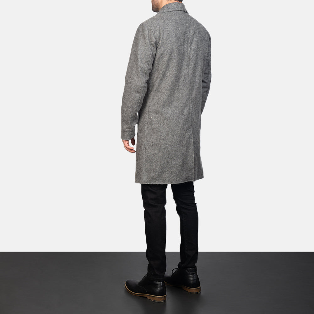 Petrillo Grey Wool Single Breasted Coat - men's coat in grey wool, view 5