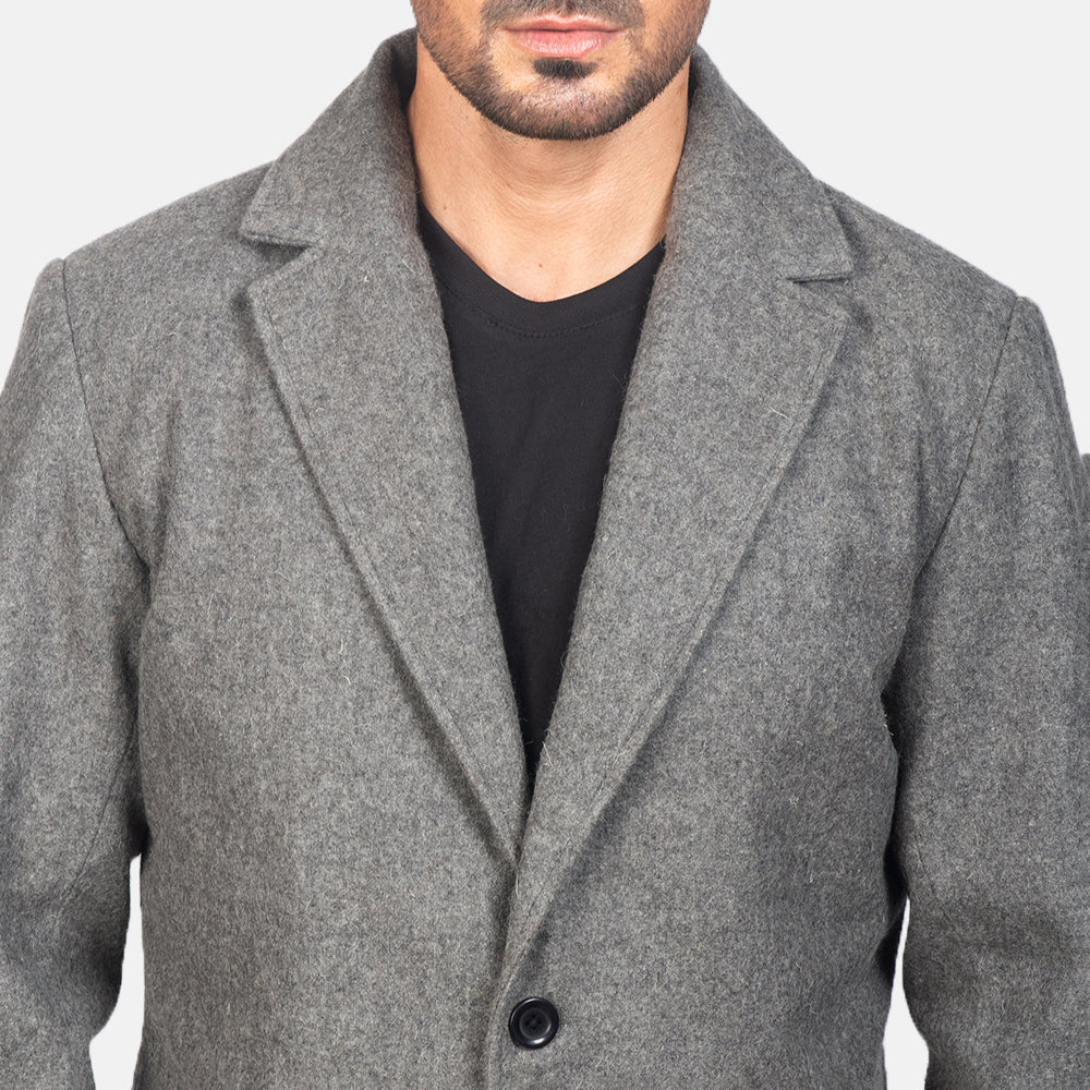 Petrillo Grey Wool Single Breasted Coat - men's coat in grey wool, view 6