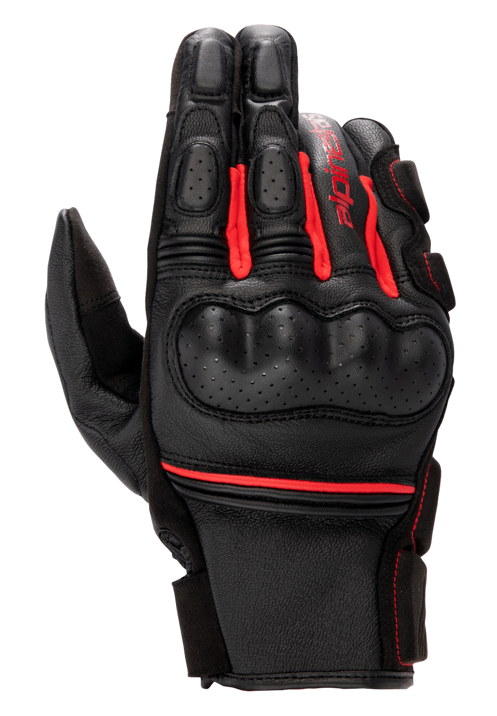 Phenom Leather Gloves - Black/Bright Red - Alpinestars motorcycle gloves, view 1